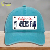 Number 1 49ers Fan Novelty License Plate Hat Tag Unconstructed Cotton / Lake Blue