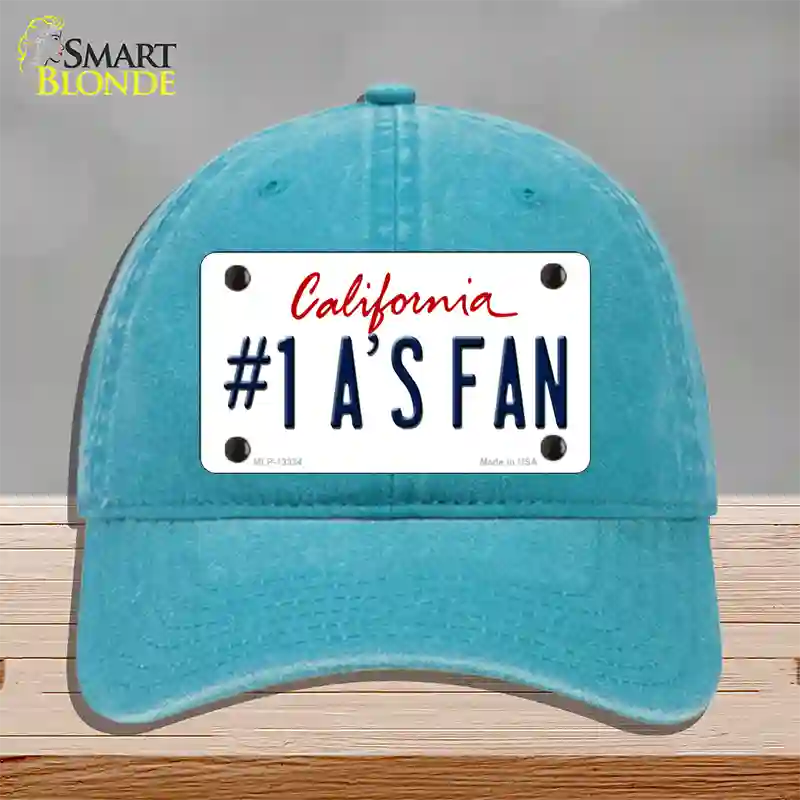 Number 1 Athletics Fan Novelty License Plate Hat Tag Unconstructed Cotton / Lake Blue