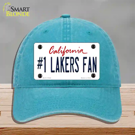 Number 1 Lakers Fan Novelty License Plate Hat Tag Unconstructed Cotton / Lake Blue