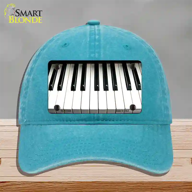 Piano Key board Novelty License Plate Hat Unconstructed Cotton / Lake Blue