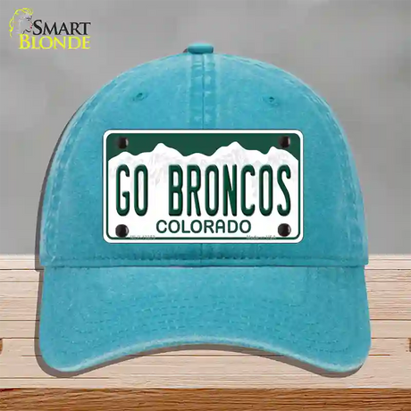 Go Broncos Novelty License Plate Hat Tag Unconstructed Cotton / Lake Blue