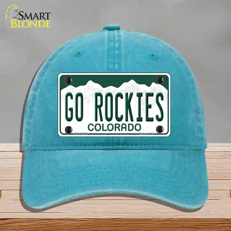 Go Rockies Novelty License Plate Hat Tag Unconstructed Cotton / Lake Blue