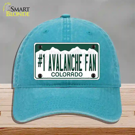 Number 1 Avalanche Fan Novelty License Plate Hat Tag Unconstructed Cotton / Lake Blue