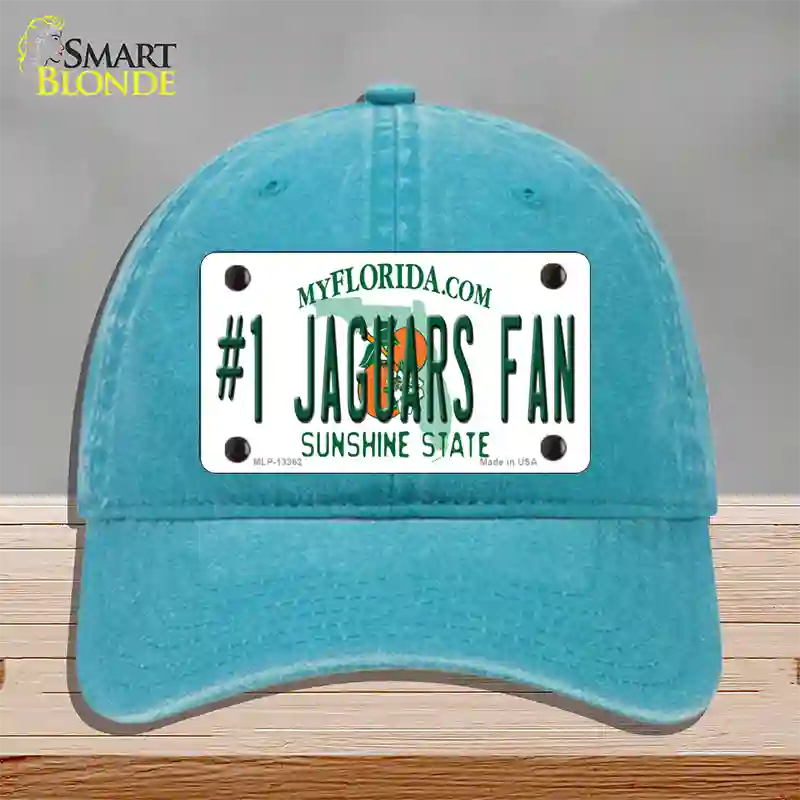 Number 1 Jaguars Fan Novelty License Plate Hat Tag Unconstructed Cotton / Lake Blue