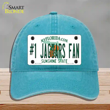 Number 1 Jaguars Fan Novelty License Plate Hat Tag Unconstructed Cotton / Lake Blue