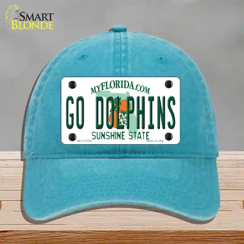 Go Dolphins Novelty License Plate Hat Tag Unconstructed Cotton / Lake Blue