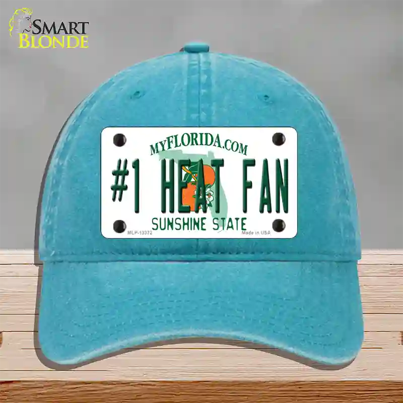 Number 1 Heat Fan Novelty License Plate Hat Tag Unconstructed Cotton / Lake Blue