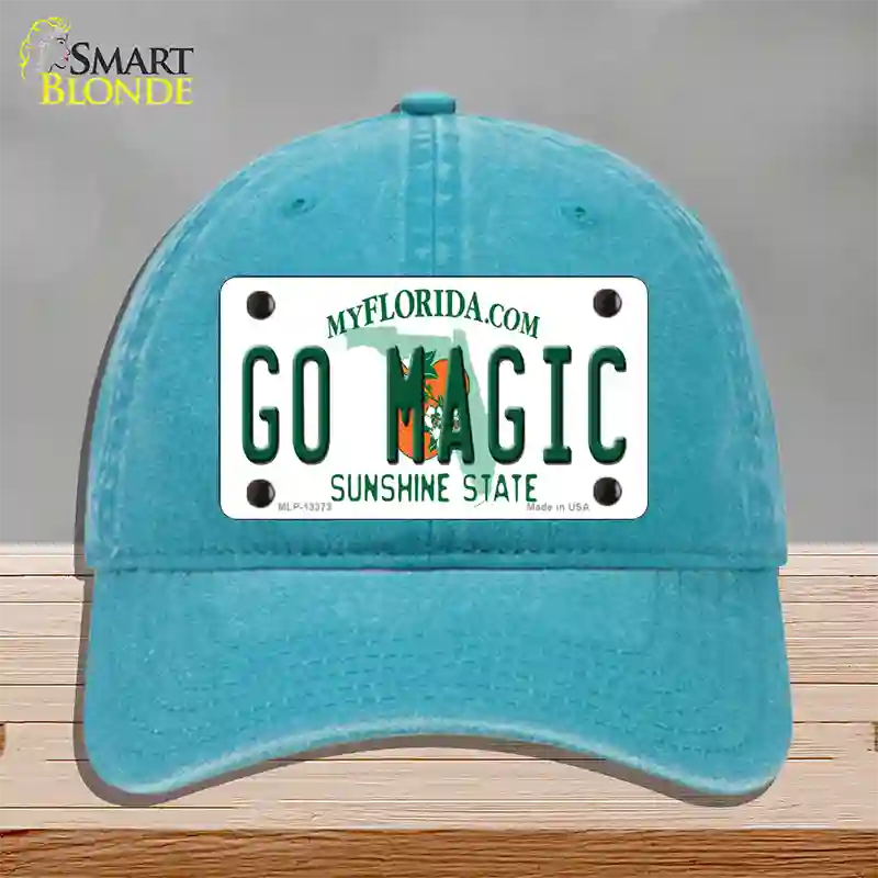 Go Magic Novelty License Plate Hat Tag Unconstructed Cotton / Lake Blue