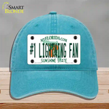 Number 1 Lightning Fan Novelty License Plate Hat Tag Unconstructed Cotton / Lake Blue