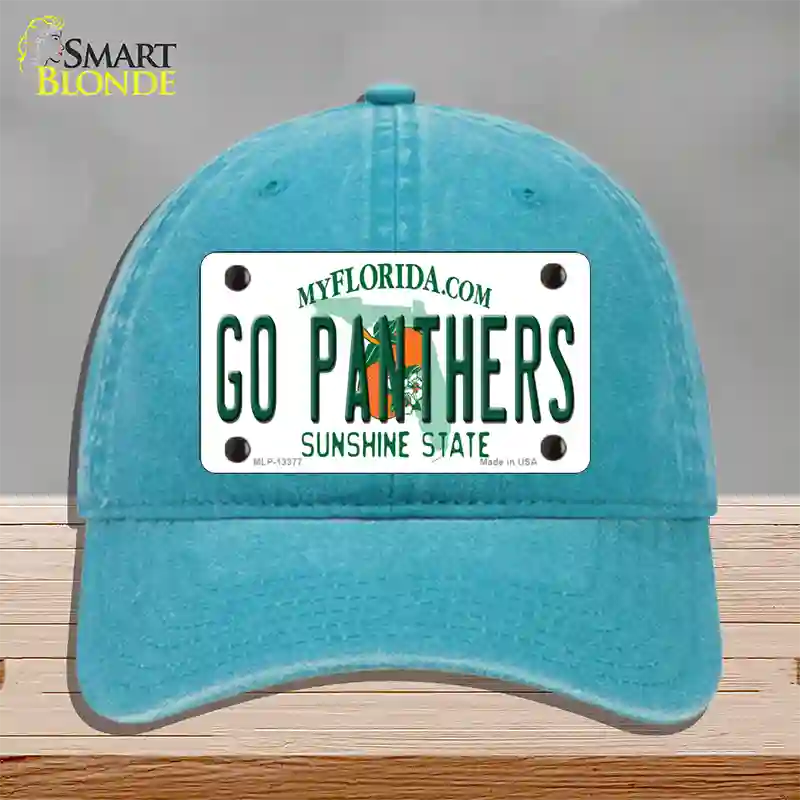 Go Panthers Novelty License Plate Hat Tag Unconstructed Cotton / Lake Blue