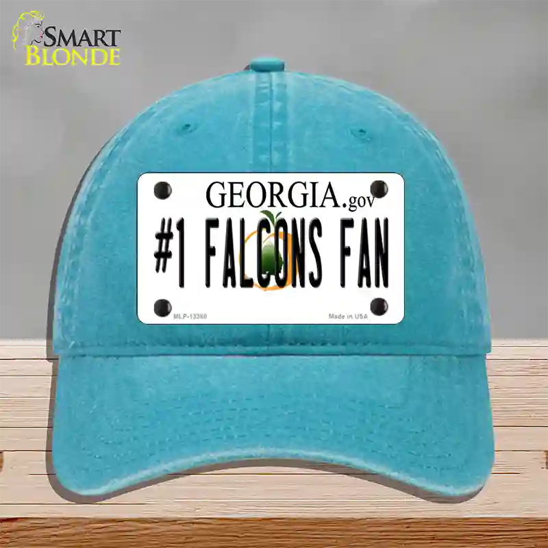 Number 1 Falcons Fan Novelty License Plate Hat Tag Unconstructed Cotton / Lake Blue