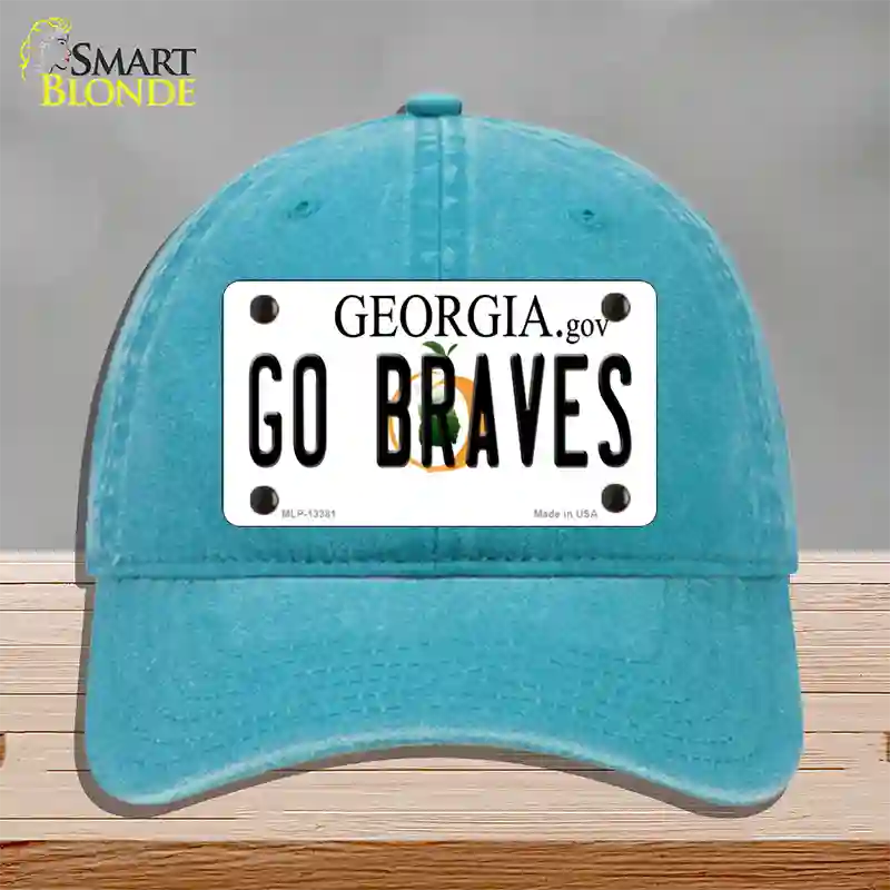 Go Braves Novelty License Plate Hat Tag Unconstructed Cotton / Lake Blue