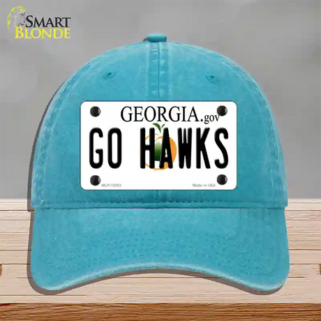 Go Hawks Novelty License Plate Hat Tag Unconstructed Cotton / Lake Blue