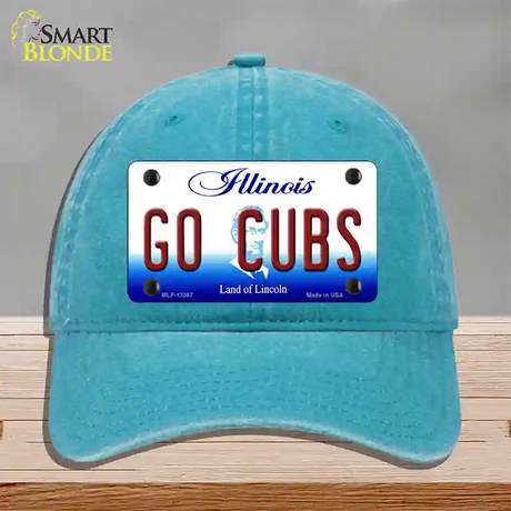 Go Cubs Novelty License Plate Hat Tag Unconstructed Cotton / Lake Blue