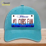 Number 1 Cubs Fan Novelty License Plate Hat Tag Unconstructed Cotton / Lake Blue