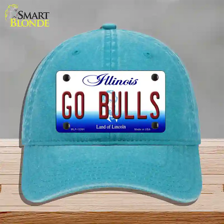 Go Bulls Novelty License Plate Hat Tag Unconstructed Cotton / Lake Blue