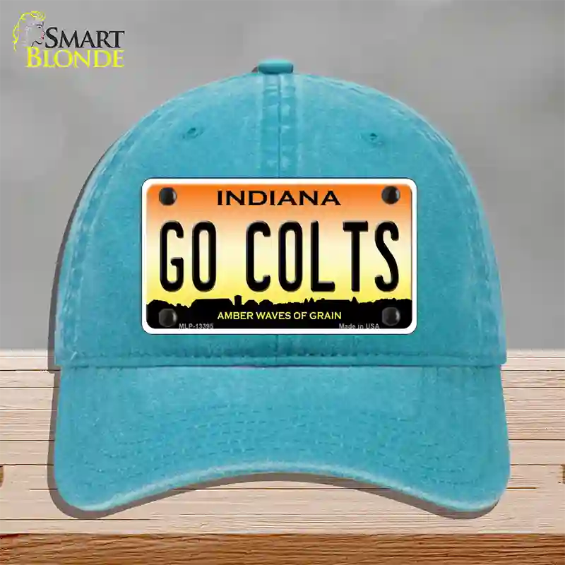 Go Colts Novelty License Plate Hat Tag Unconstructed Cotton / Lake Blue