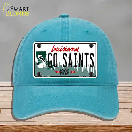 Go Saints Novelty License Plate Hat Tag Unconstructed Cotton / Lake Blue