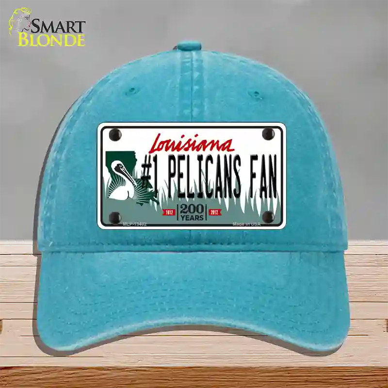 Number 1 Pelicans Fan Novelty License Plate Hat Tag Unconstructed Cotton / Lake Blue