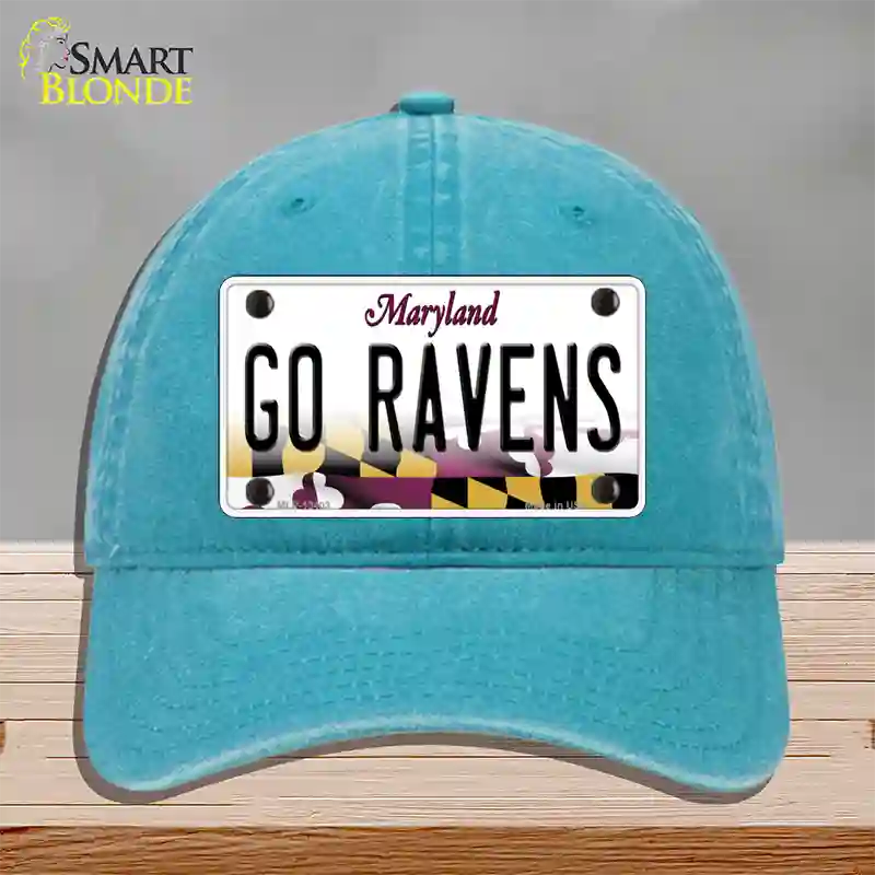 Go Ravens Novelty License Plate Hat Tag Unconstructed Cotton / Lake Blue