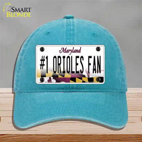 Number 1 Orioles Fan Novelty License Plate Hat Tag Unconstructed Cotton / Lake Blue