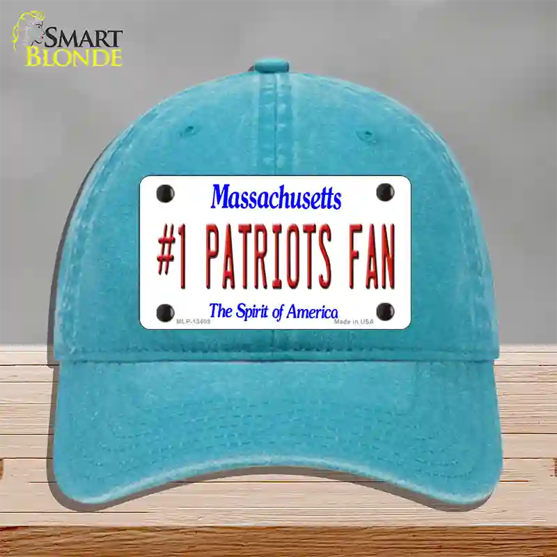 Number 1 Patriots Fan Novelty License Plate Hat Tag Unconstructed Cotton / Lake Blue