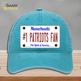 Number 1 Patriots Fan Novelty License Plate Hat Tag Unconstructed Cotton / Lake Blue