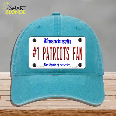 Number 1 Patriots Fan Novelty License Plate Hat Tag Unconstructed Cotton / Lake Blue