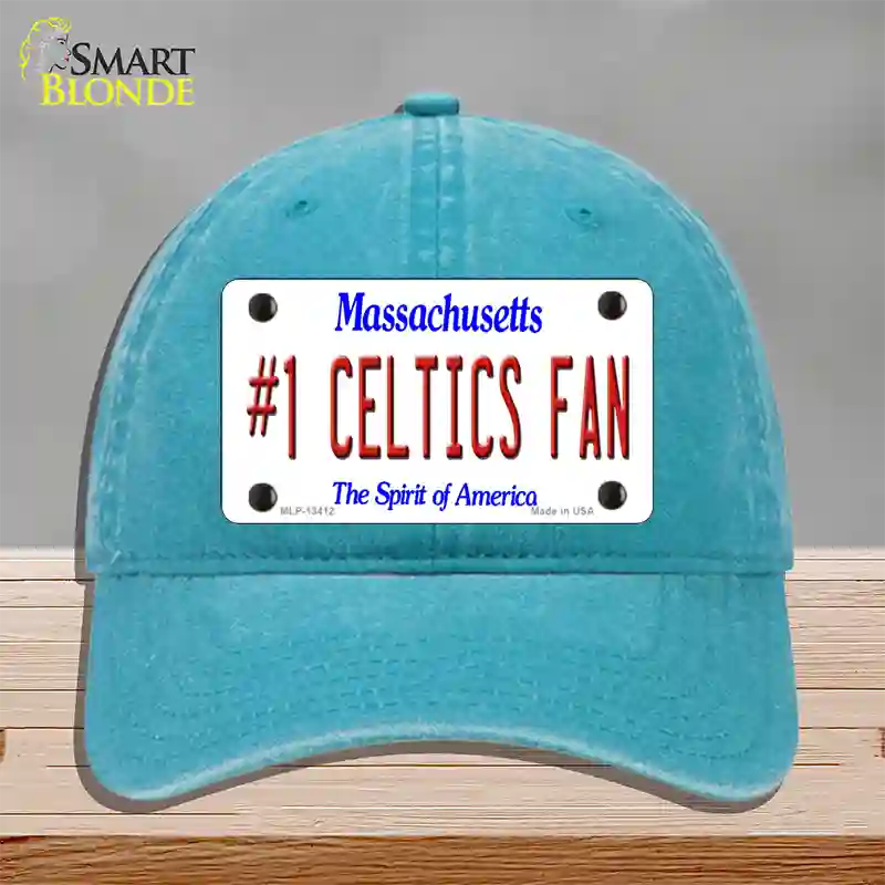 Number 1 Celtics Fan Novelty License Plate Hat Tag Unconstructed Cotton / Lake Blue