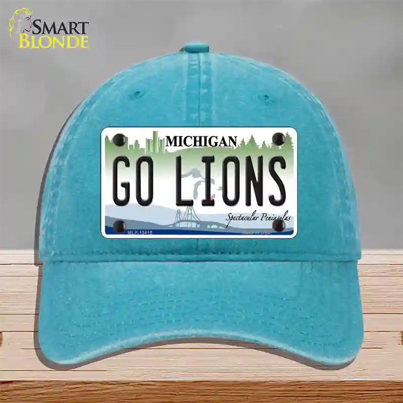 Go Lions Novelty License Plate Hat Tag Unconstructed Cotton / Lake Blue