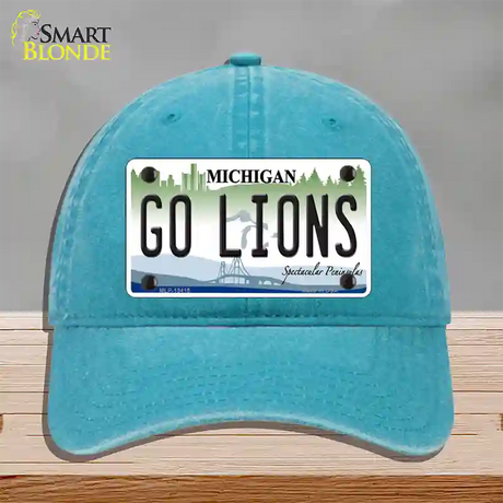 Go Lions Novelty License Plate Hat Tag Unconstructed Cotton / Lake Blue