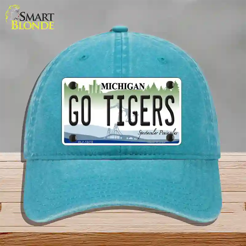 Go Tigers Novelty License Plate Hat Tag Unconstructed Cotton / Lake Blue