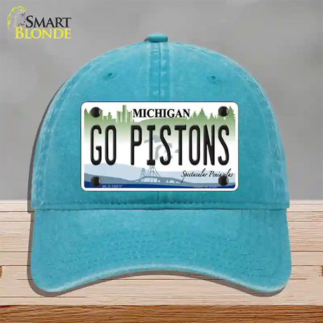 Go Pistons Novelty License Plate Hat Tag Unconstructed Cotton / Lake Blue