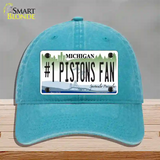 Number 1 Pistons Fan Novelty License Plate Hat Tag Unconstructed Cotton / Lake Blue