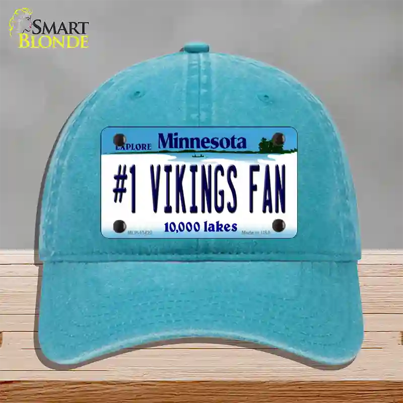 Number 1 Vikings Fan Novelty License Plate Hat Tag Unconstructed Cotton / Lake Blue