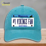 Number 1 Vikings Fan Novelty License Plate Hat Tag Unconstructed Cotton / Lake Blue