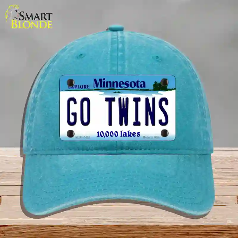 Go Twins Novelty License Plate Hat Tag Unconstructed Cotton / Lake Blue