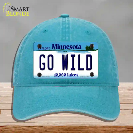 Go Wild Novelty License Plate Hat Tag Unconstructed Cotton / Lake Blue