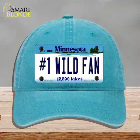 Number 1 Wild Fan Novelty License Plate Hat Tag Unconstructed Cotton / Lake Blue