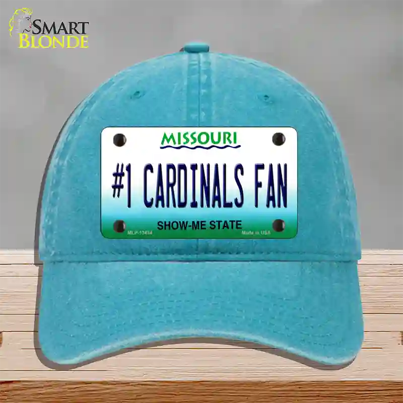 Number 1 Cardinals Fan Missouri Novelty License Plate Hat Tag Unconstructed Cotton / Lake Blue