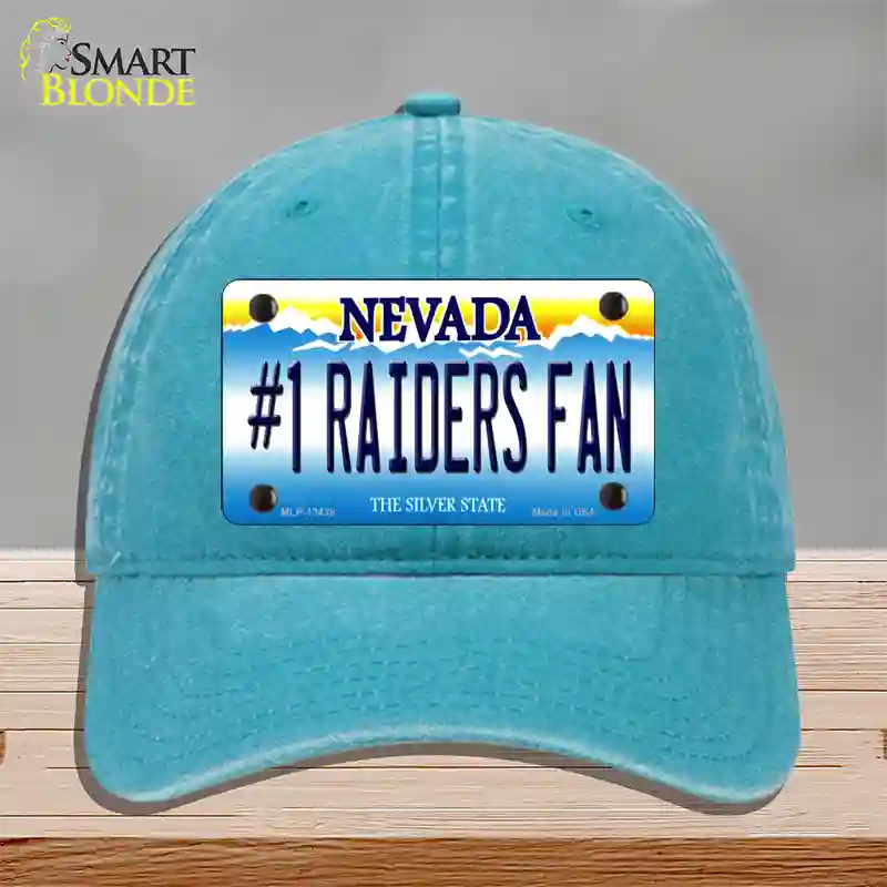 Number 1 Raiders Fan Nevada Novelty License Plate Hat Tag Unconstructed Cotton / Lake Blue