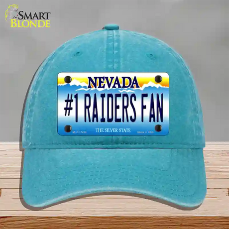 Number 1 Raiders Fan Nevada Novelty License Plate Hat Tag Unconstructed Cotton / Lake Blue