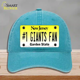 New Jersey Number 1 Giants Fan Novelty License Plate Hat Tag Unconstructed Cotton / Lake Blue