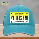 Number 1 Jets Fan Novelty License Plate Hat Tag Unconstructed Cotton / Lake Blue