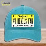 Number 1 Devils Fan Novelty License Plate Hat Tag Unconstructed Cotton / Lake Blue