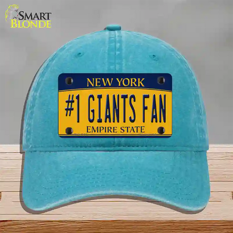 Number 1 Giants Fan New York Novelty License Plate Hat Tag Unconstructed Cotton / Lake Blue