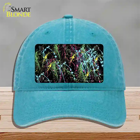 Paint Splashes Novelty License Plate Hat Unconstructed Cotton / Lake Blue