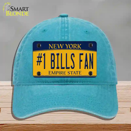 Number 1 Bills Fan Novelty License Plate Hat Tag Unconstructed Cotton / Lake Blue