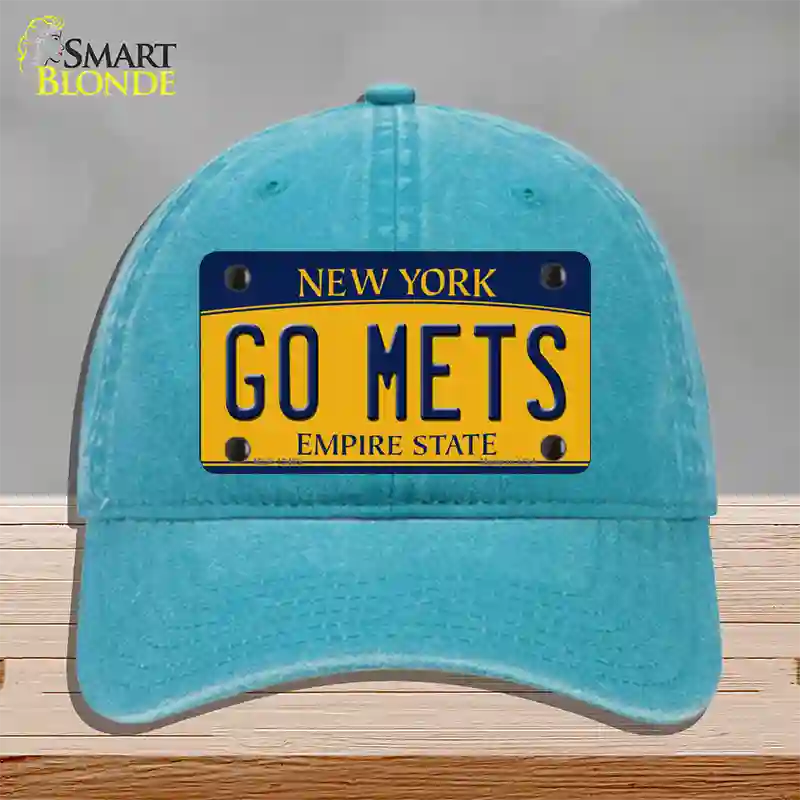 Go Mets Novelty License Plate Hat Tag Unconstructed Cotton / Lake Blue