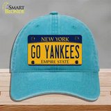 Go Yankees Novelty License Plate Hat Tag Unconstructed Cotton / Lake Blue